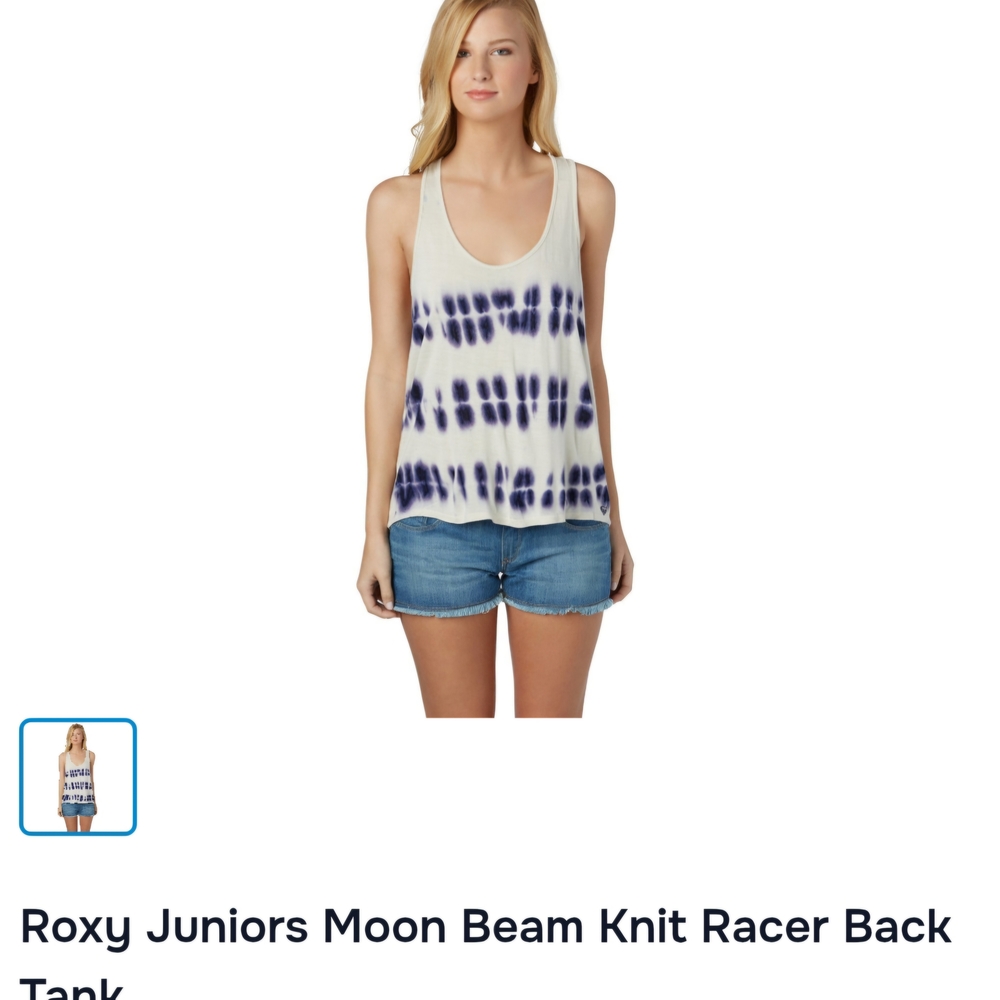 Roxy White and Blue Relaxed Sleeveless Tank Top